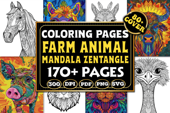 Download Farm Animal Mandala Zentangle Coloring - Animal mandala Collection