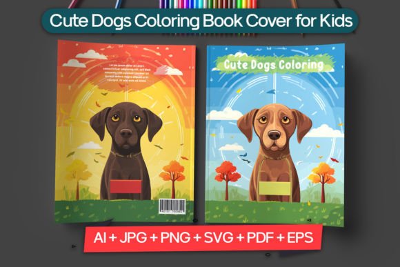 Download Cute Dogs Coloring Book Cover for Kids - Book cover for kids Collection