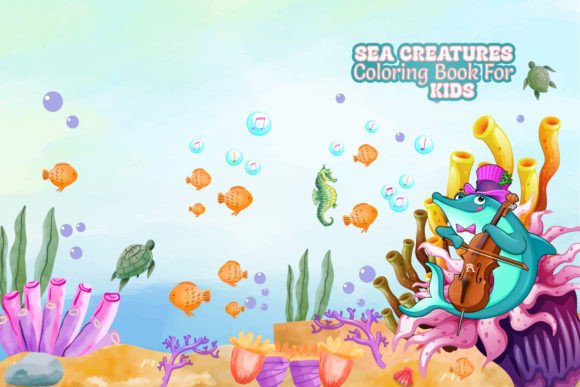 Download Sea Animal Coloring Book Cover for Kids - Book cover for kids Collection