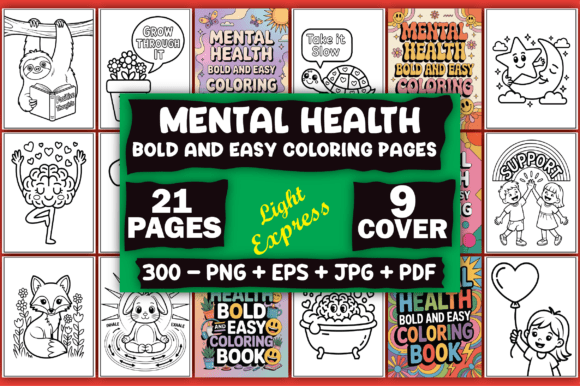 Download Mental Health Coloring Pages for Adults - Premium Bundle