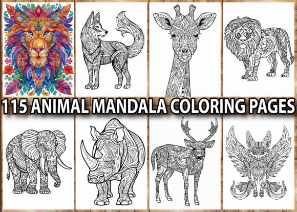 Download 115 Animal Mandala Coloring Pages KDP - Animal mandala Collection