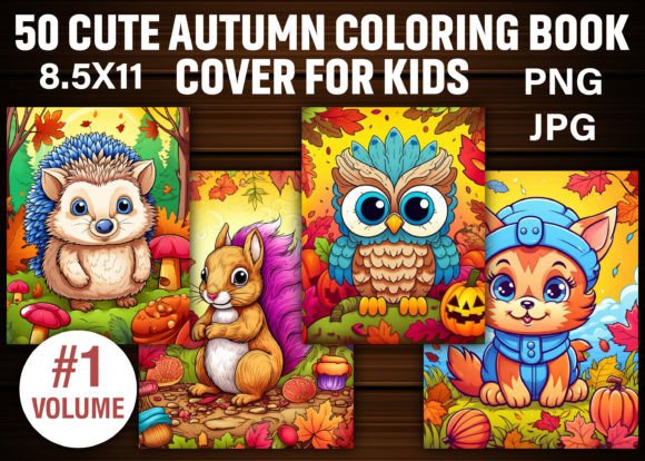 Download Cute Autumn Coloring Book Cover for Kids - Book cover for kids Collection